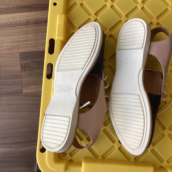 NWOT Rollie navy and blush leather cut out side sling backs size 37 - Picture 4 of 5